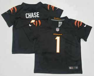 Toddlers Cincinnati Bengals #1 JaMarr Chase NEW Black 2021 Vapor Untouchable Stitched NFL Nike Limited Jersey