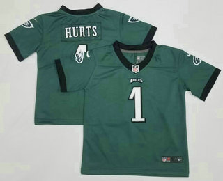 Toddlers Philadelphia Eagles #1 Jalen Hurts Midnight Green 2021 Vapor Untouchable Stitched NFL Nike Limited Jersey