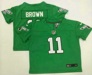 Toddlers Philadelphia Eagles #11 AJ Brown Green 2023 Vapor Limited Throwback Jersey