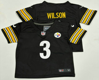 Toddlers Pittsburgh Steelers #3 Russell Wilson Black 2024 Vapor Limited Stitched Jersey