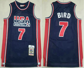 USA Basketball 1992 Olympic Dream Team #7 Larry Bird 1992 Blue Hardwood Swingman Throwback Jersey