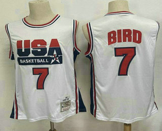 USA Basketball 1992 Olympic Dream Team #7 Larry Bird 1992 White Hardwood Classics Soul Swingman Throwback Jersey