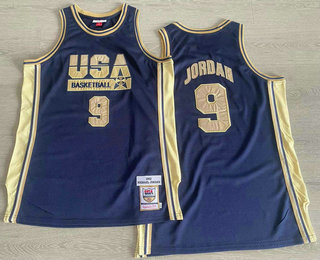 USA Basketball 1992 Olympic Dream Team #9 Michael Jordan 1992 Navy Hardwood AU Throwback Jersey