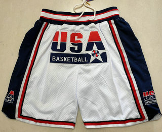 USA Basketball 1992 Olympic Dream Team 1992 White Hardwood Classics Soul Swingman Throwback Shorts