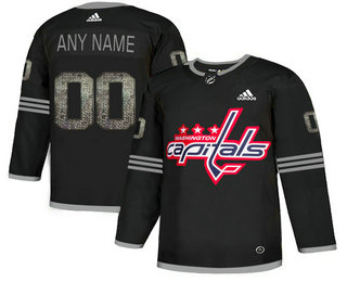 Washington Capitals Black Logo Print Black Shadow Adidas Jersey