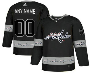 Washington Capitals Black Men's Customized Team Logos Fashion Adidas Jersey