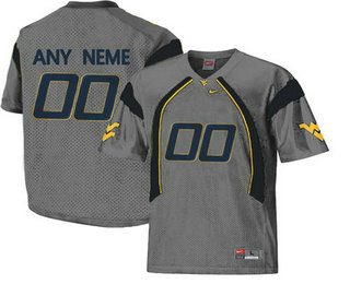 West Virginia Mountaineers Customized College Football Mesh Jersey - Grey