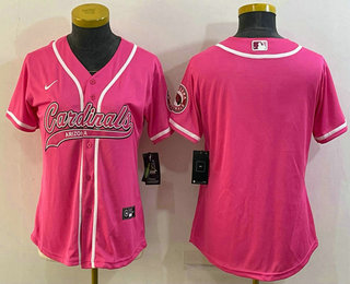 Women's Arizona Cardinals Blank Pink With Patch Cool Base Stitched Baseball Jersey