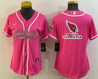 Women's Arizona Cardinals Pink Team Big Logo With Patch Cool Base Stitched Baseball Jersey