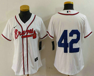 Women's Atlanta Braves #42 Jackie Robinson White Cool Base Stitched Baseball Jersey