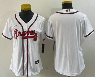 Women's Atlanta Braves Blank White Stitched MLB Cool Base Nike Jersey