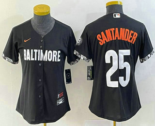 Women's Baltimore Orioles #25 Anthony Santander Black 2023 City Connect Cool Base Stitched Jersey 01