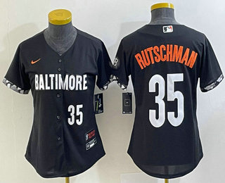 Women's Baltimore Orioles #35 Adley Rutschman Number Black 2023 City Connect Cool Base Stitched Jersey 03