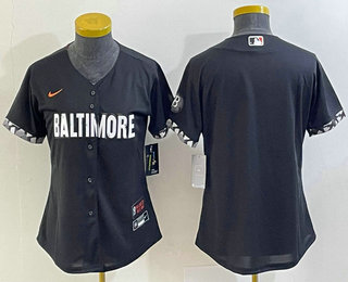 Women's Baltimore Orioles Blank Black 2023 City Connect Cool Base Stitched Jersey 02