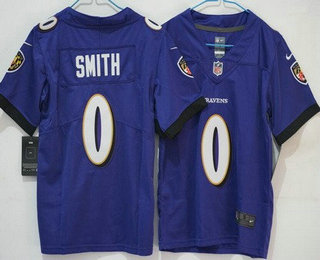 Women's Baltimore Ravens #0 Roquan Smith Limited Purple Vapor Jersey