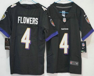 Women's Baltimore Ravens #4 Zay Flowers Limited Black Vapor Jersey