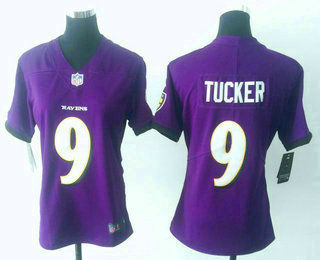 Women's Baltimore Ravens #9 Justin Tucker Purple 2017 Vapor Untouchable Stitched NFL Nike Limited Jersey