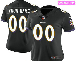 Women's Baltimore Ravens Custom Vapor Untouchable Black Alternate NFL Nike Limited Jersey