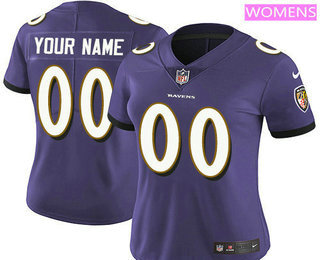 Women's Baltimore Ravens Custom Vapor Untouchable Purple Team Color NFL Nike Limited Jersey