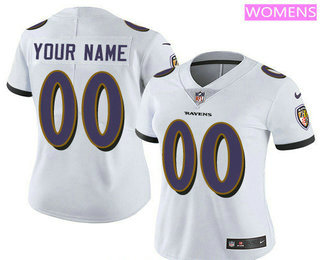 Women's Baltimore Ravens Custom Vapor Untouchable White Road NFL Nike Limited Jersey