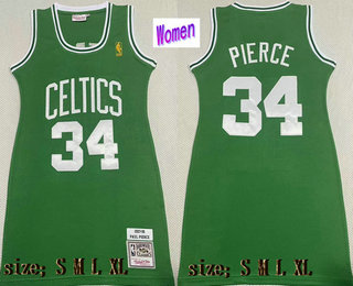 Women's Boston Celtics #34 Paul Pierce Green 2007-08 Hardwood Swingman Stitched Throwback Dress