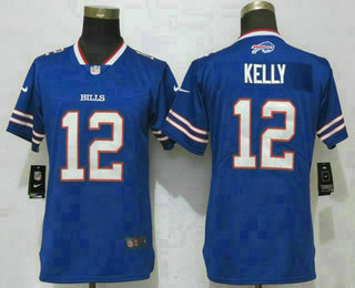 Women's Buffalo Bills #12 Jim Kelly Royal Blue 2017 Vapor Untouchable Stitched NFL Nike Limited Jersey