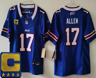 Women's Buffalo Bills #17 Josh Allen Limited Blue C Patch FUSE Vapor Jersey