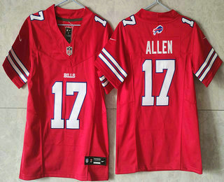 Women's Buffalo Bills #17 Josh Allen Limited Red FUSE Vapor Jersey