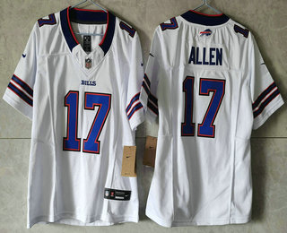 Women's Buffalo Bills #17 Josh Allen Limited White FUSE Vapor Jersey