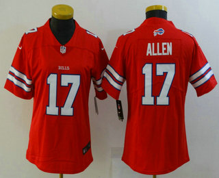 Women's Buffalo Bills #17 Josh Allen Red 2016 Color Rush Stitched NFL Nike Limited Jersey