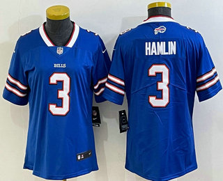 Women's Buffalo Bills #3 Damar Hamlin Blue 2022 Vapor Untouchable Stitched NFL Nike Limited Jersey