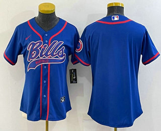 Women's Buffalo Bills Blank Blue Stitched MLB Cool Base Nike Baseball Jersey