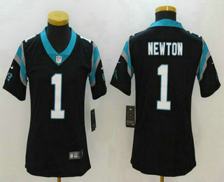 Women's Carolina Panthers #1 Cam Newton Black 2017 Vapor Untouchable Stitched NFL Nike Limited Jersey