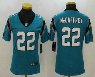 Women's Carolina Panthers #22 Christian McCaffrey Light Blue 2017 Vapor Untouchable Stitched NFL Nike Limited Jersey