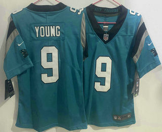 Women's Carolina Panthers #9 Bryce Young Light Blue 2023 Vapor Untouchable Stitched Nike Limited Jersey