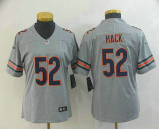 Women's Chicago Bear #52 Khalil Mack Grey 2019 Inverted Legend Stitched NFL Nike Limited Jersey