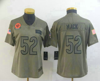 Women's Chicago Bear #52 Khalil Mack NEW Olive 2019 Salute To Service Stitched NFL Nike Limited Jersey