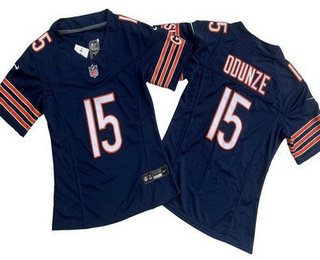 Women's Chicago Bears #15 Rome Odunze Limited Navy FUSE Vapor Jersey