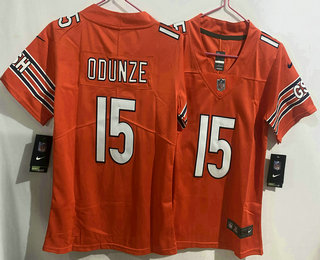 Women's Chicago Bears #15 Rome Odunze Orange Vapor Limited Stitched Jersey