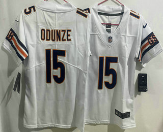 Women's Chicago Bears #15 Rome Odunze White Vapor Limited Stitched Jersey