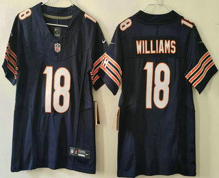Women's Chicago Bears #18 Caleb Williams Limited Navy FUSE Vapor Jersey