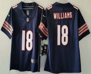 Women's Chicago Bears #18 Caleb Williams Navy Blue Vapor Limited Stitched Jersey
