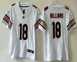 Women's Chicago Bears #18 Caleb Williams White 2023 FUSE Vapor Limited Stitched Jersey