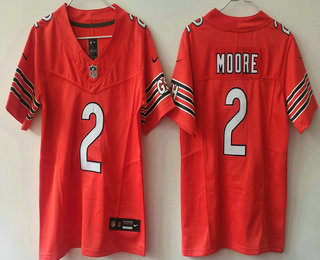 Women's Chicago Bears #2 DJ Moore Limited Orange FUSE Vapor Jersey