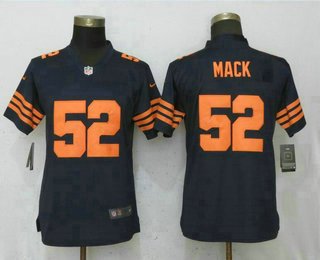 Women's Chicago Bears #52 Khalil Mack Navy Blue With Orange 2018 Vapor Untouchable Stitched NFL Nike Limited Jersey