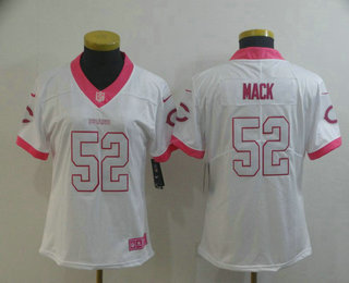 Women's Chicago Bears #52 Khalil Mack White Pink 2016 Color Rush Fashion NFL Nike Limited Jersey