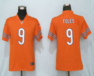 Women's Chicago Bears #9 Nick Foles Orange 2017 Vapor Untouchable Stitched NFL Nike Limited Jersey