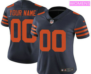 Women's Chicago Bears Custom Vapor Untouchable Blue with Orange NFL Nike Limited Jersey