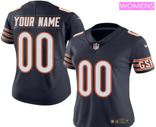 Women's Chicago Bears Custom Vapor Untouchable Navy Blue Team Color NFL Nike Limited Jersey