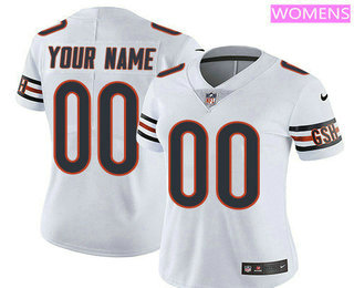 Women's Chicago Bears Custom Vapor Untouchable White Road NFL Nike Limited Jersey